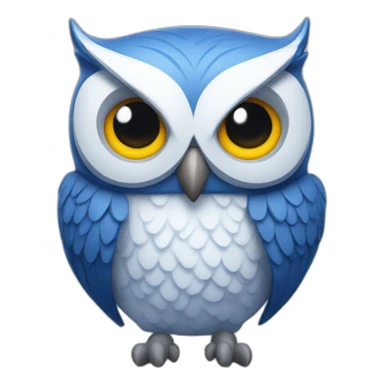 Blue and white owl aggressive sticker