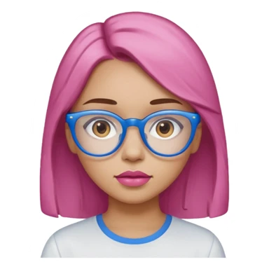 A girl with light skin, brown eyes, blue glasses, pink lips, and ONLY LIGHT BROWN hair. NO PINK!!!
 sticker