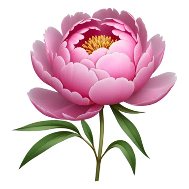 single pink Peony, straight stem sticker