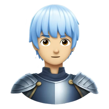 Himmel from the anime Frieren. He has blue bowl cut hair. He's white. He's a knight. He has elongated eyes. He has blue eyes. His skin is white. sticker