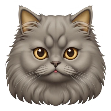 cinematic-adorable-big-eyed-fluffy-grey-persian-cat-portrait-emoji,-head-tilted-playfully-with-a-sweet-expression,-fluffy-grey-fur-with-rich-caramel-and-gold-undertones,-simplified-yet-irresistibly-cute-features-with-large,-expr sticker