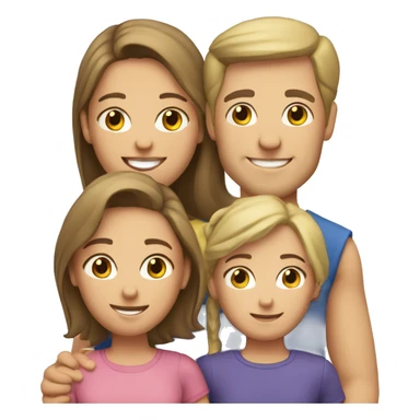 caucasian family with two daughters and a son sticker