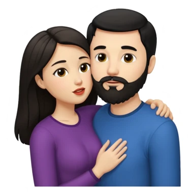 Alto barbón moreno claro  cabello negro besando a una mujer chaparrita blanca cabello largo y café castaño mientras la agarra de la cintura  sticker