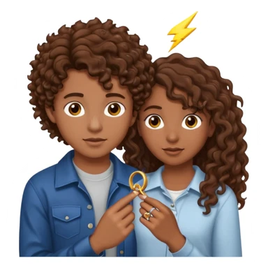 a 15 year old girl with brown curly hair but she has lightnings in it with a brown haired boy who gave her a promise ring sticker