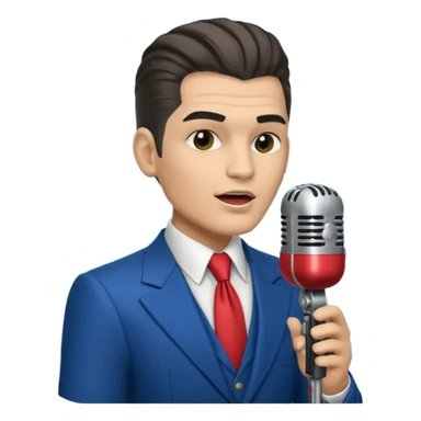 cinematic - musician Falco sings on a retro antique microphone sticker