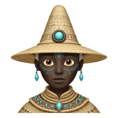 ancient alien with conical hat, black, half body sticker