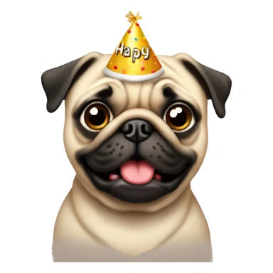 Happy birthday pug sticker