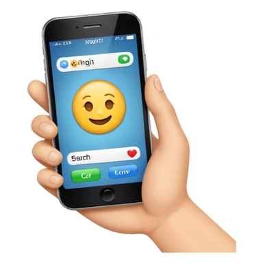 generame un emoji de una mano con un movil y una barra de busqueda encima sticker