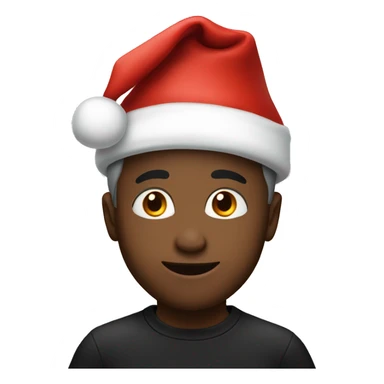 meme boy in black shirt with a Santa hat sticker