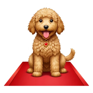 Golden doodle licking a red carpet sticker