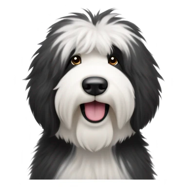Black and white old English sheepdog smiling sticker