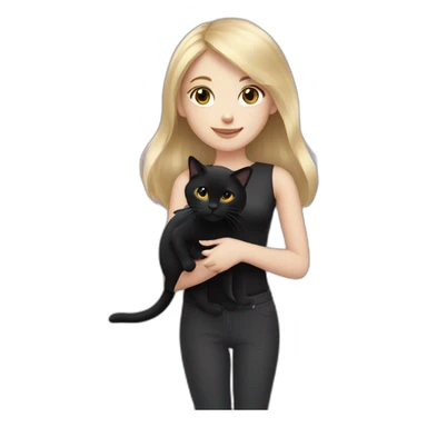 fair skinned girl with shoulder length blonde hair holding a black cat sticker