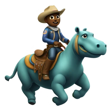 Cowboy riding a hippo in space sticker