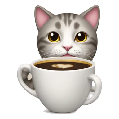 A cat with a cup of coffee sticker