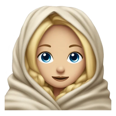 blonde girl blue eyes relaxed wrapped in blankets sticker