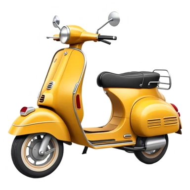Cinematic Realistic Vespa Scooter Emoji, depicted as a stylish vintage Vespa with sleek retro design and vibrant colors, rendered with crisp textures and dynamic sunlit lighting that captures its iconic Italian charm. sticker