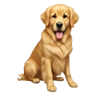 A Christmas tree with a golden retriever by it sticker