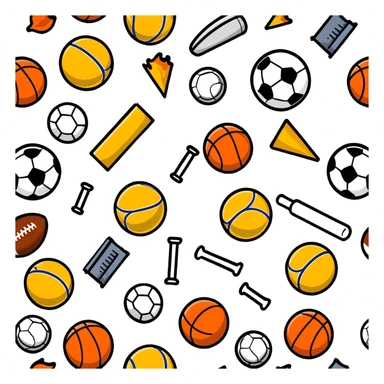 Multiple sports balls and equipment exploding outward in a boom sticker