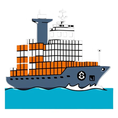 Cargo container ship in ocean sticker