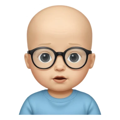 bald baby with black glasses sticker