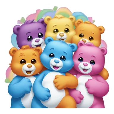 Care bear hug  and clouds for the background  sticker