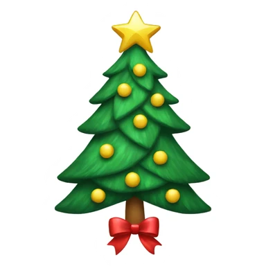 A Christmas tree with a bow tree topper sticker