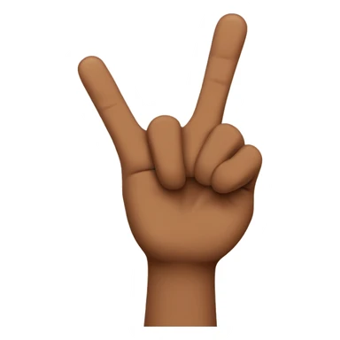 brown hand with thumb, index, and middle fingers up only sticker