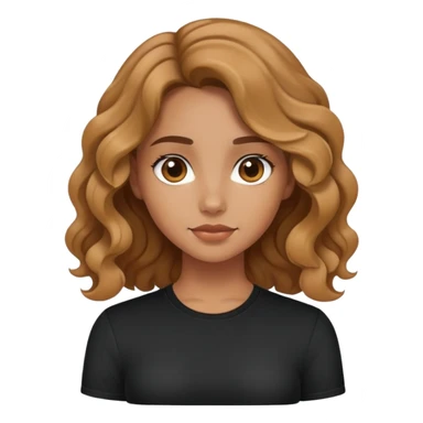 tan girl with wavy hair wearing black shirt sticker