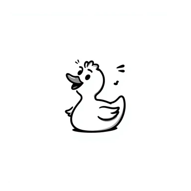 A hand-drawn rubber duck with a silly cute expression and tiny wings sticker