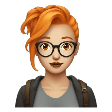 Orange hair girl with round glasses and septum piercing sticker