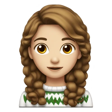 Cute brown haired girl white skin Christmas  sticker