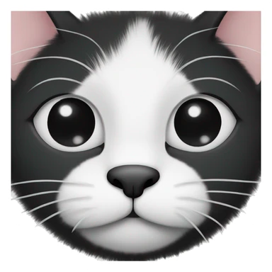 fluffy black cat nose half white sticker