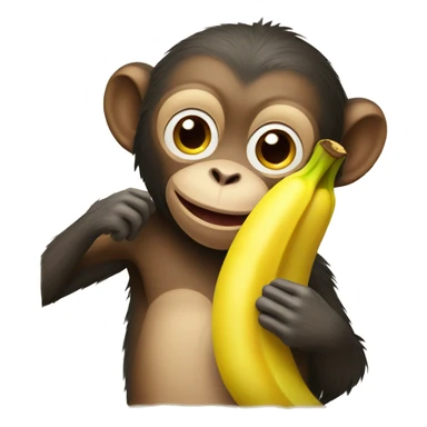Monkey holding wet banana sticker