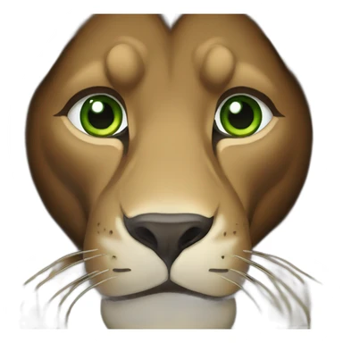brown lion with a dark brown mane and green eyes sticker