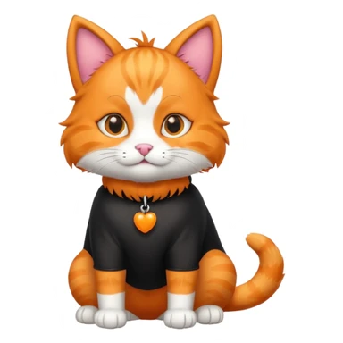 an orange cat that has a black dog costume on sticker