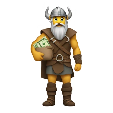 Viking holding a bag of money sticker