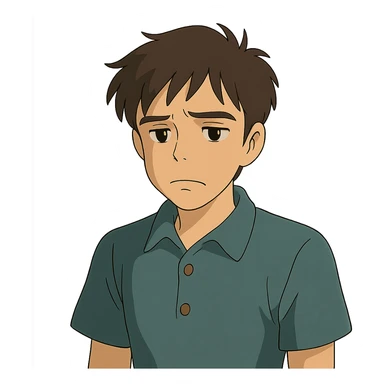 ghibli style disappointed young man sticker
