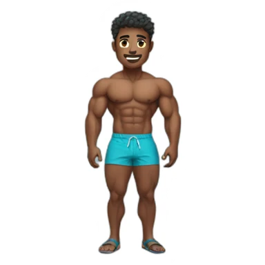  Muscle boy at beach with swim shorts sticker