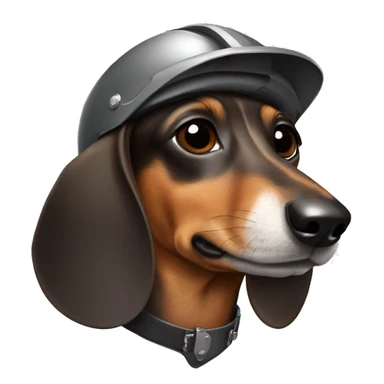 Dachshund wearing Husker helmet sticker