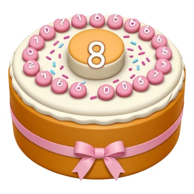 A round birthday bento cake in flesh color with the number sixteen on it.  sticker