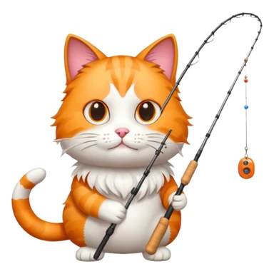 cat holding fishing rod sticker