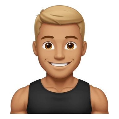 muscular man in black shirt being taken from behind emoji sticker