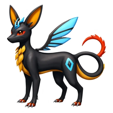 Shiny 4-legged Umbreon-Houndoom-Salandit-Beedrill-Zeraora-fusion, full body sticker