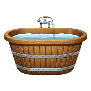 oaken tub ribbed with metal strips, for bathing sticker