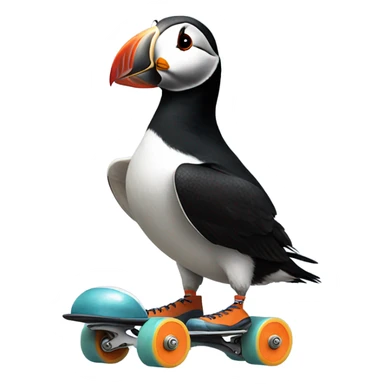 Puffin on skates sticker