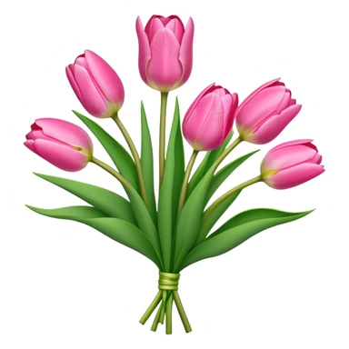 bouquet pink Tulip, luxuriant, stem, leaf, bud sticker