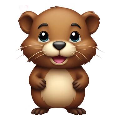 Cute beaver with hearts around sticker