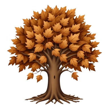 leafless tree with pile of leaves below preparing for winter sticker