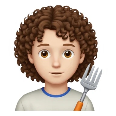boy,  brown hair, curly hair, brown eyes, pale skin, , hair edger  sticker
