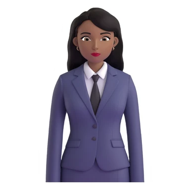 Accomplished African female executive with long straight black hair, sharp business attire, commanding presence sticker